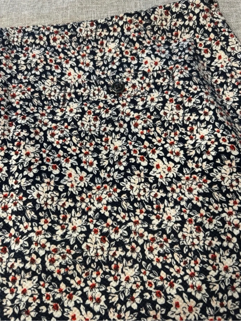 Floral A-Line Mini Skirt - Navy with Pink & White Flowers